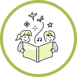 本を読む男の子と女の子